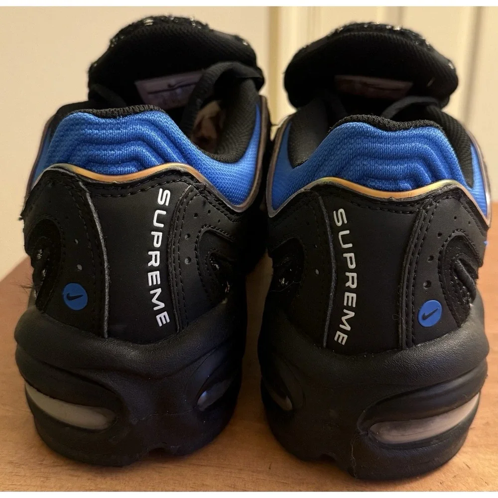 NIKE AIR MAX‎ TAILWIND 4 SUPREME BLACK HYPER COBALT AT3854-001 Men's 10.5 EUC